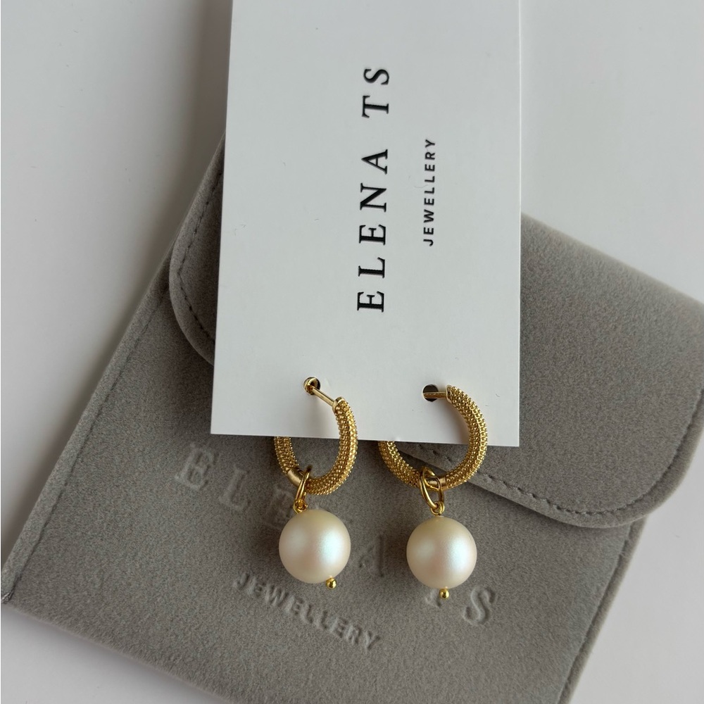 286 Gold Pearl Hoop Earrings